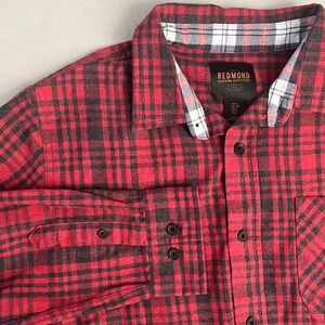 Red and Gray Plaid Men's Shirt